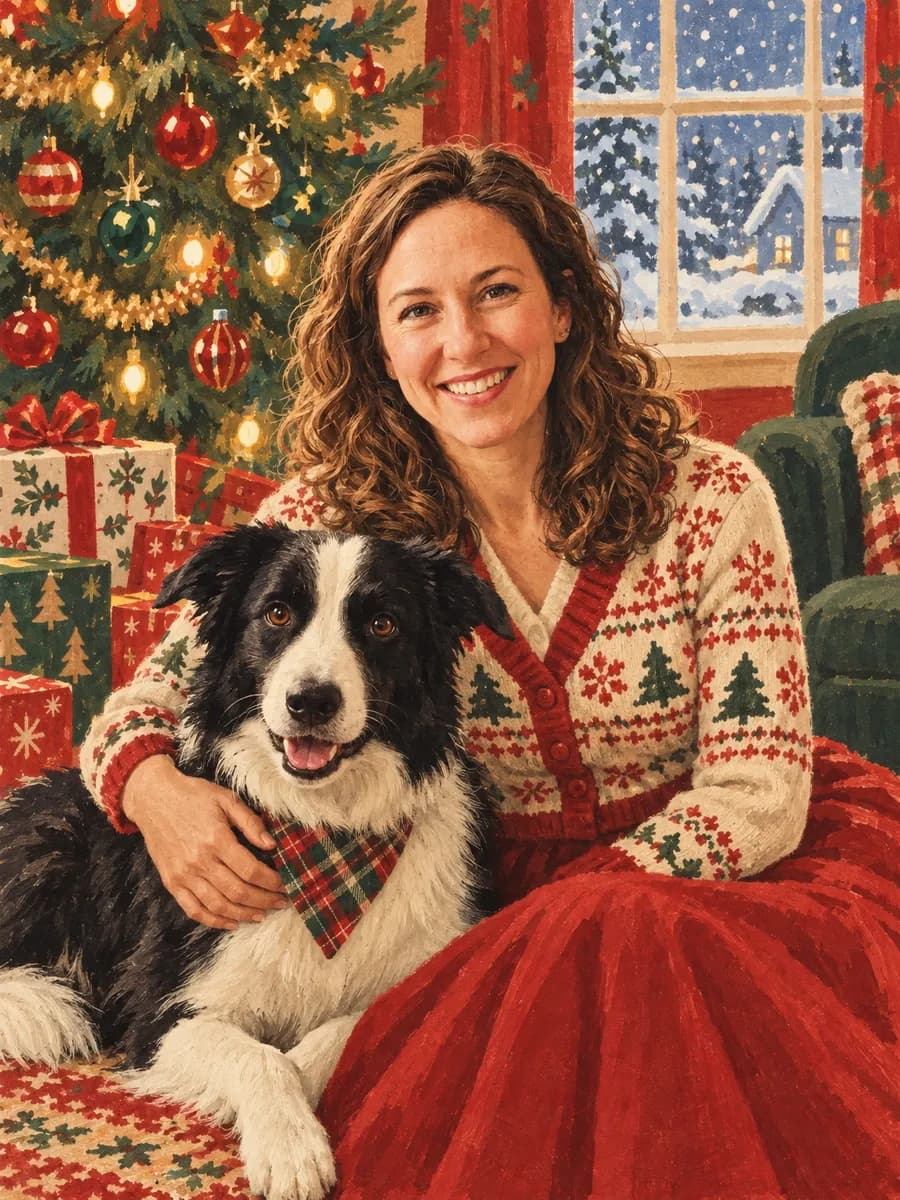 Vintage Christmas illustration portrait example
